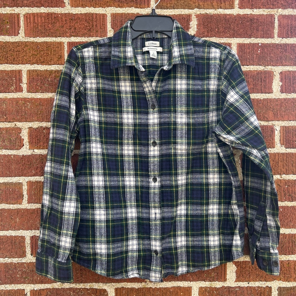 Iconic LL Bean Clark Griswold Plaid Flannel Shirt size Small Petite 100% Cotton